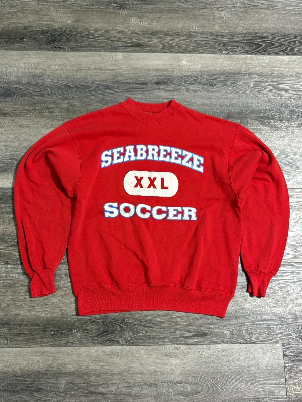 Vintage 90s Seabreeze Soccer XXL Puff Print Crewneck Made In USA - Men’s Large